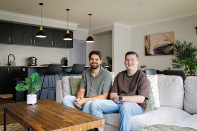 Connor and Liam, clients who have built a new home with WA Country Builders in Bayonet Head, Albany, south of Perth, Western Australia.