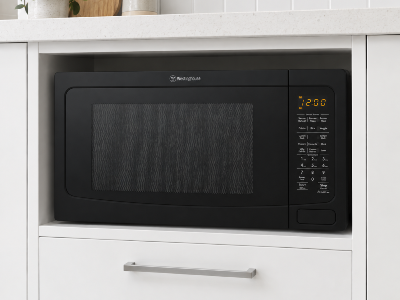 Built to live promotion by WA Country Builders featuring a built-in recess for the microwave.
